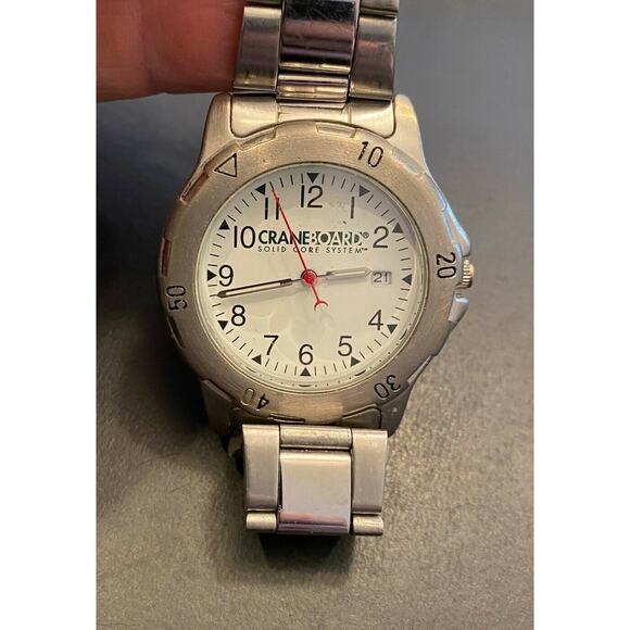 40mm Tomax Watch, Silver Tone, Link Band, "CraneBoard" Logo - Picture 1 of 2
